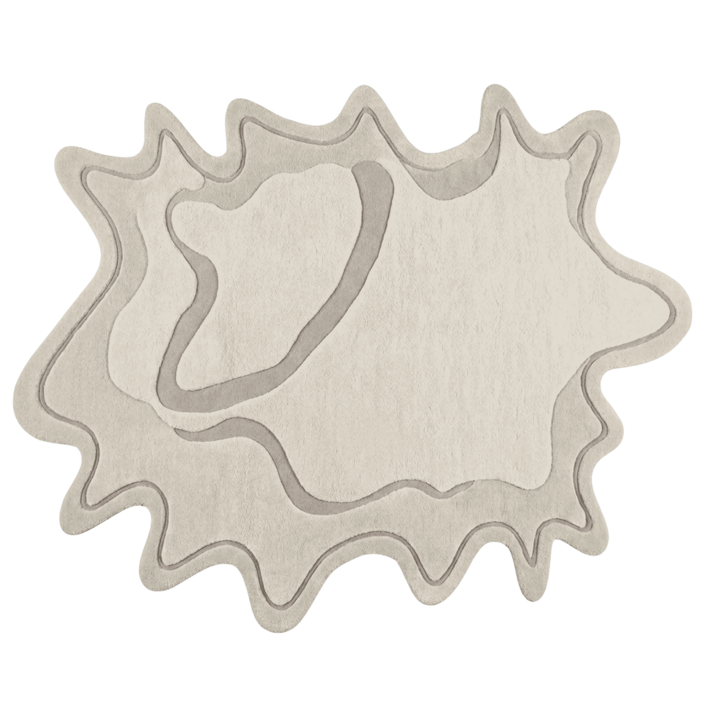 Decorative organic rug with wavy edge on a transparent background