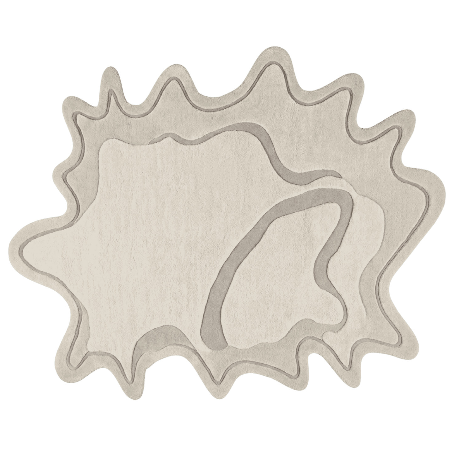 Decorative organic rug with wavy edge on a transparent background