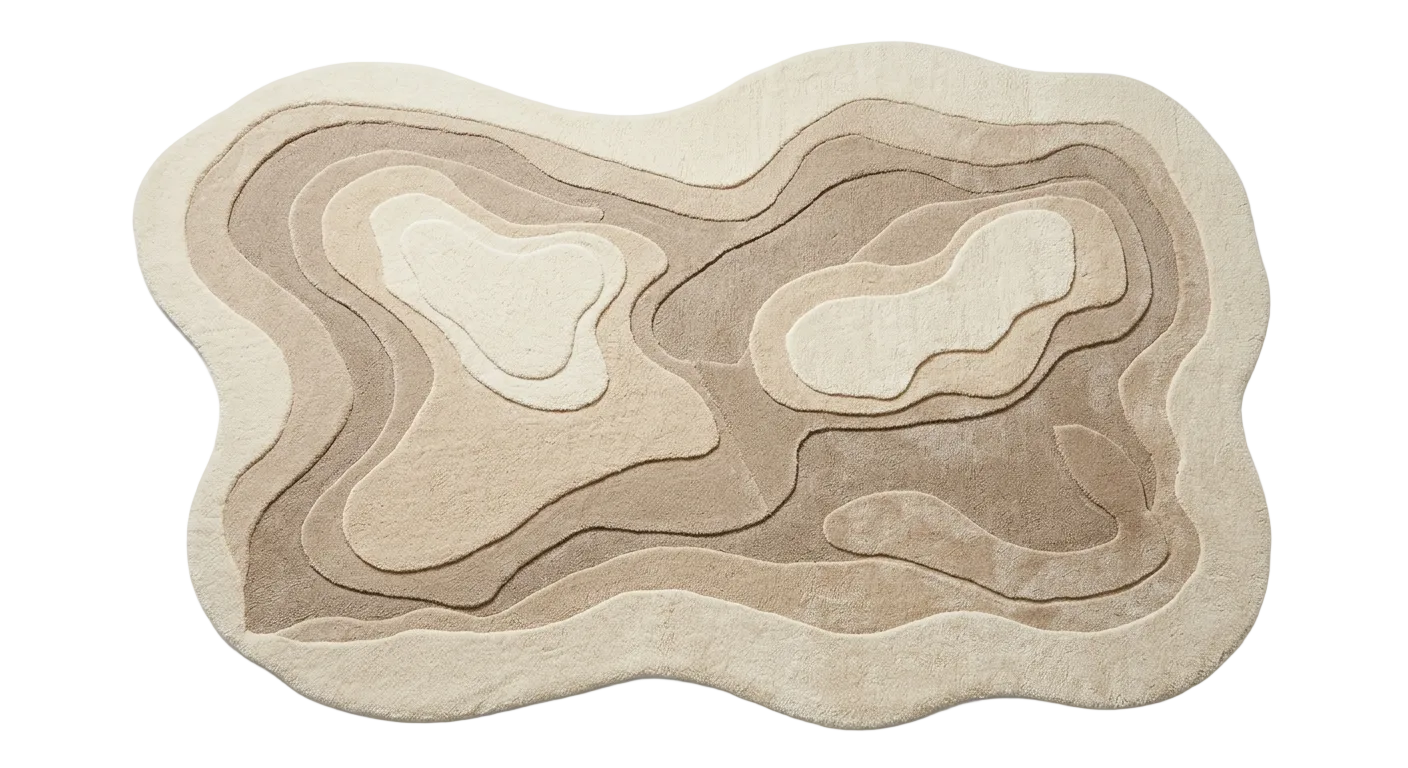Wavy beige rug on a white background