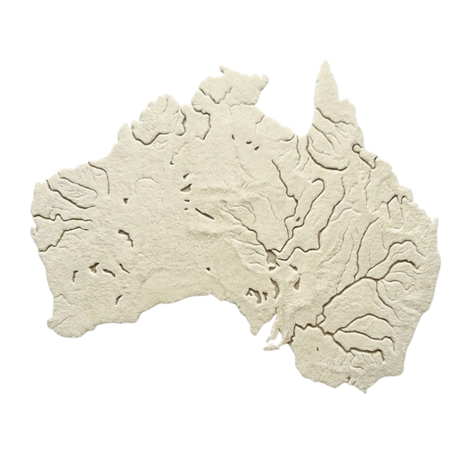 Topographic rug of Australia on a white background