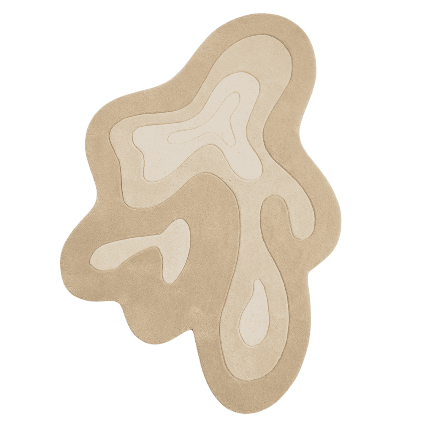 Beige area rug with wavy design on a transparent background