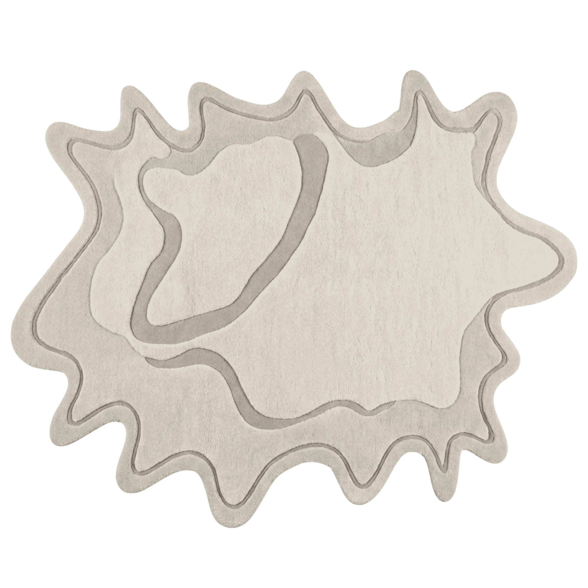 Decorative organic rug  with wavy edge on a transparent background