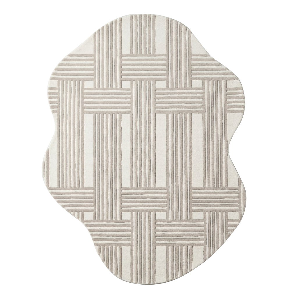 Decorative rug with geometric pattern on a white background