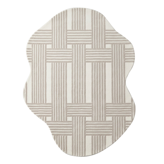 Decorative rug with geometric pattern on a white background